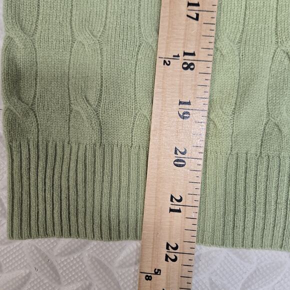 Charter Club 100% Cashmere Turtleneck Sweater Womens Medium Cable Knit Green - Picture 8 of 8